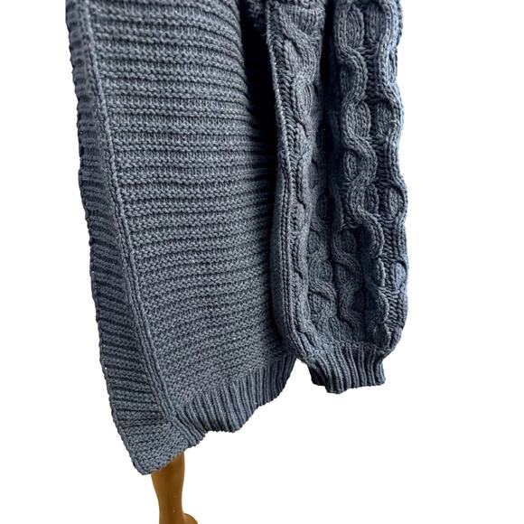 Misslook Blue Chunky Cable Knit Balloon Puff Sleeve Cardigan XXXL Cozy warm - Picture 9 of 10